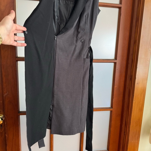 PREMISE ELEGANT A-LINE DRESS. WRAP STYLE ZIPPER UNDERNEATH THE WRAP FLAP BELT - Picture 5 of 16